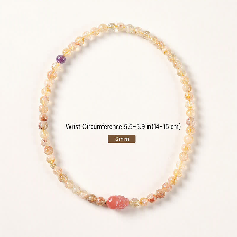 Buddha Stones Citrien Pi Xiu Dubbele Armband voor Overvloed en Rijkdom - image 3