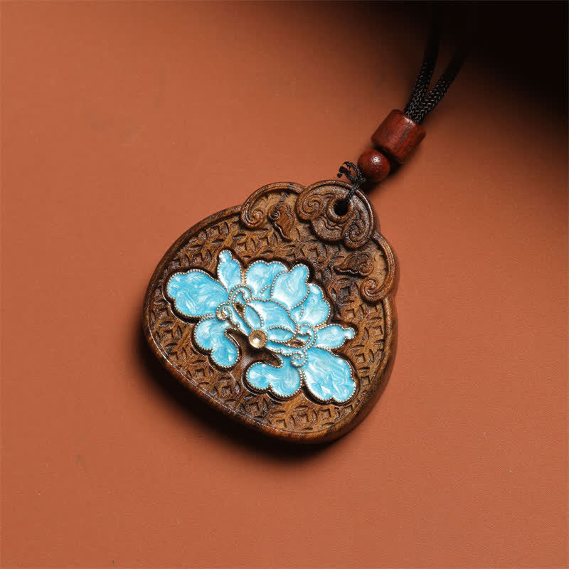 Buddha Stones Sappanwood Lotus Purity geëmailleerde gevlochten Ketting - image 2
