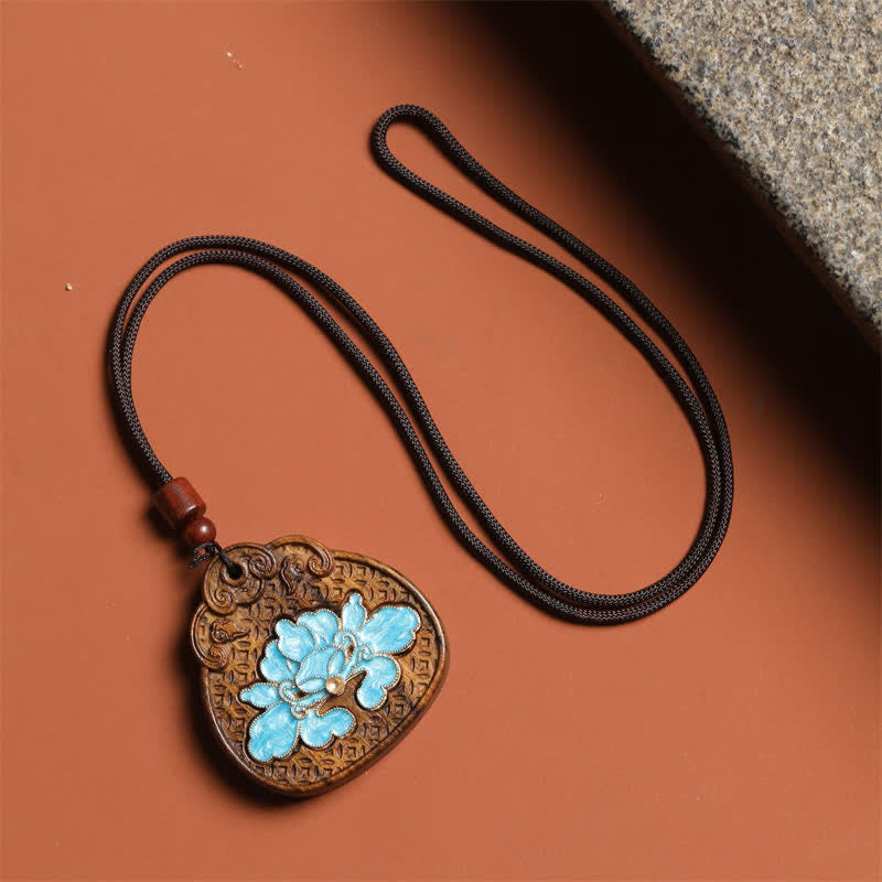 Buddha Stones Sappanwood Lotus Purity geëmailleerde gevlochten Ketting - image 4
