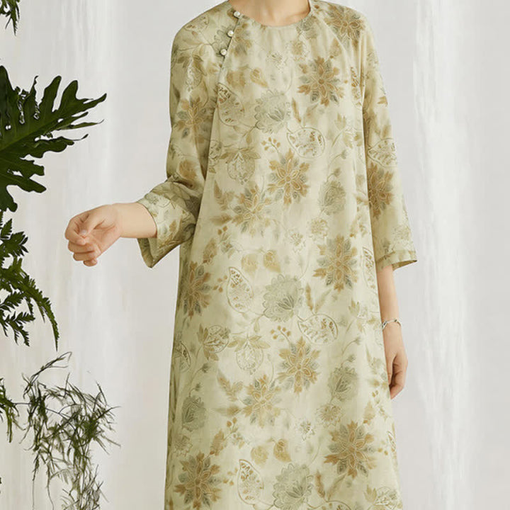 Buddha Stones Lente Boho Elegante Bloemenjurk met Lange mouw voor Dames - image 2