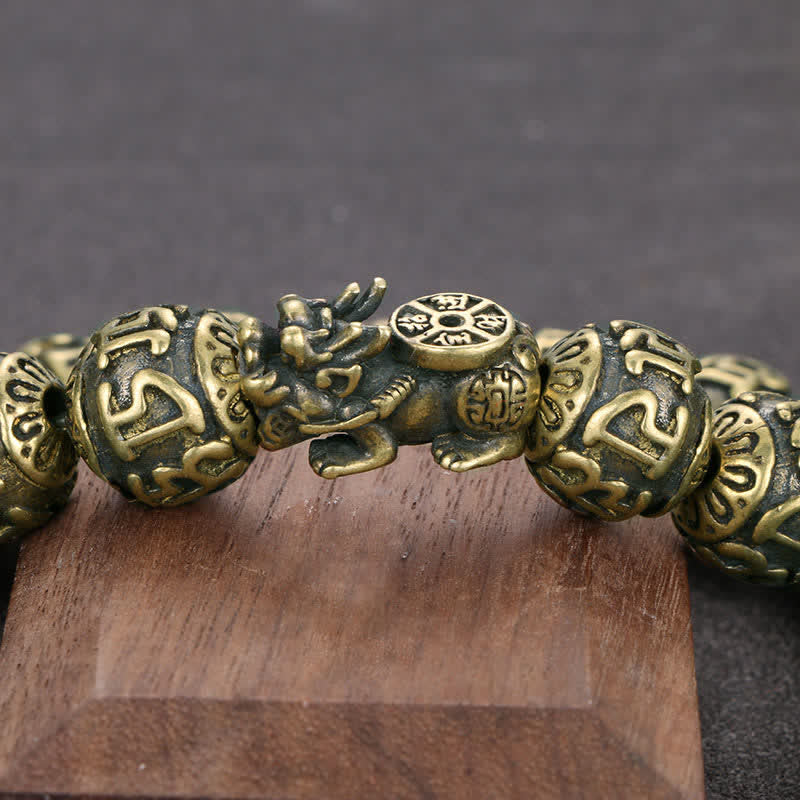 Buddha Stones Antieke messing Pi Xiu Om Mani Padme Hum Armband - image 5