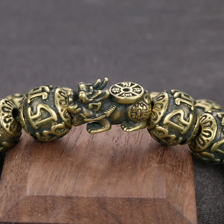 Buddha Stones Antieke messing Pi Xiu Om Mani Padme Hum Armband - image 5