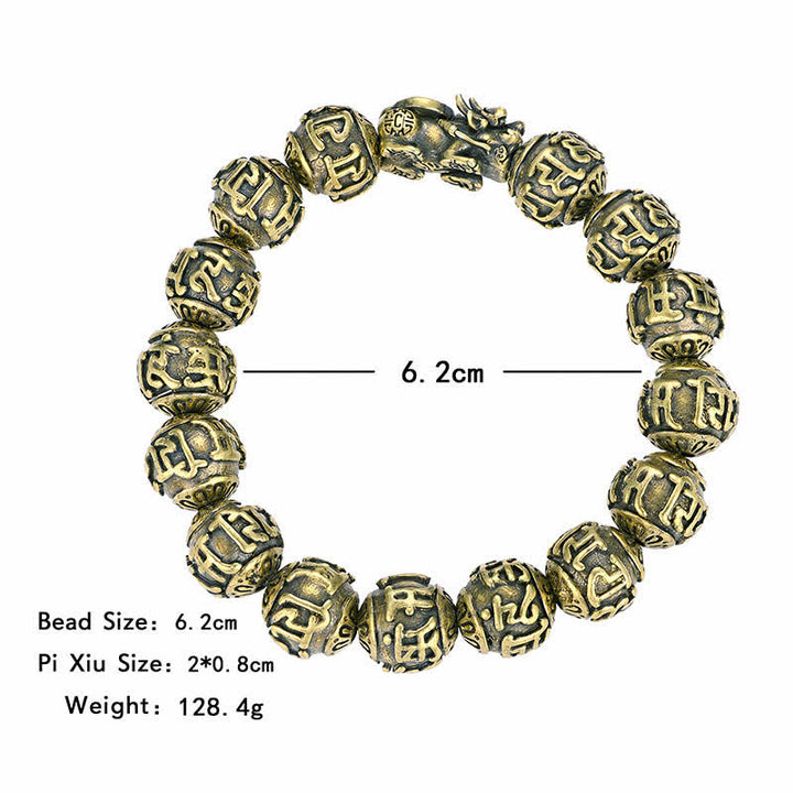 Buddha Stones Antieke messing Pi Xiu Om Mani Padme Hum Armband - image 4