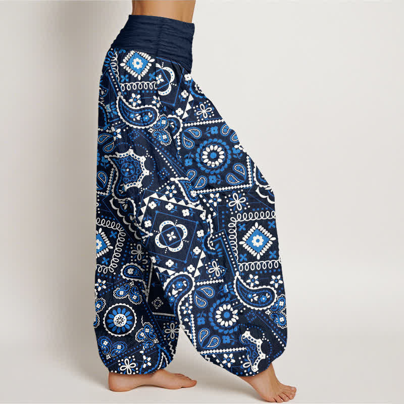 Buddha Stones Dames harembroek met elastische Taille en paisley patchworkpatroon van katoen - image 1