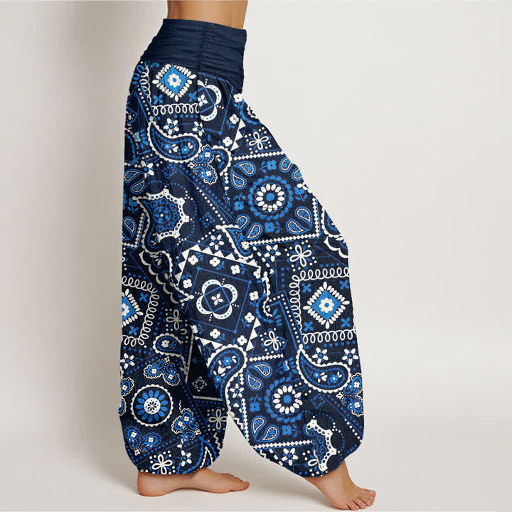 Buddha Stones Dames harembroek met elastische Taille en paisley patchworkpatroon van katoen - image 1