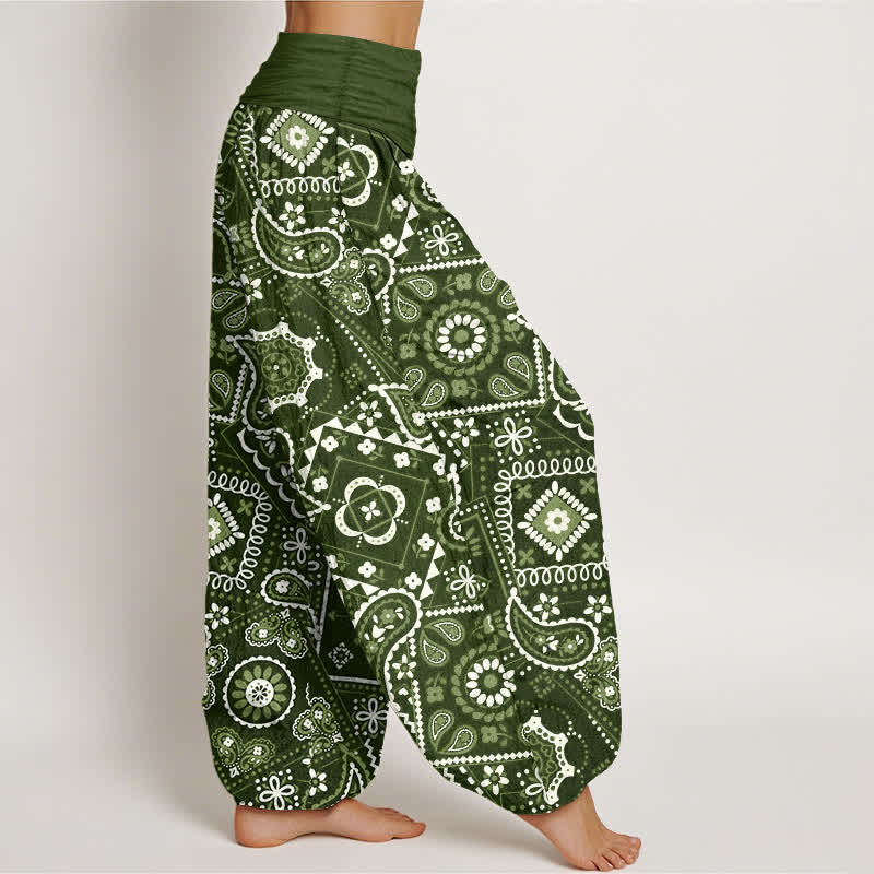 Buddha Stones Dames harembroek met elastische Taille en paisley patchworkpatroon van katoen - image 6
