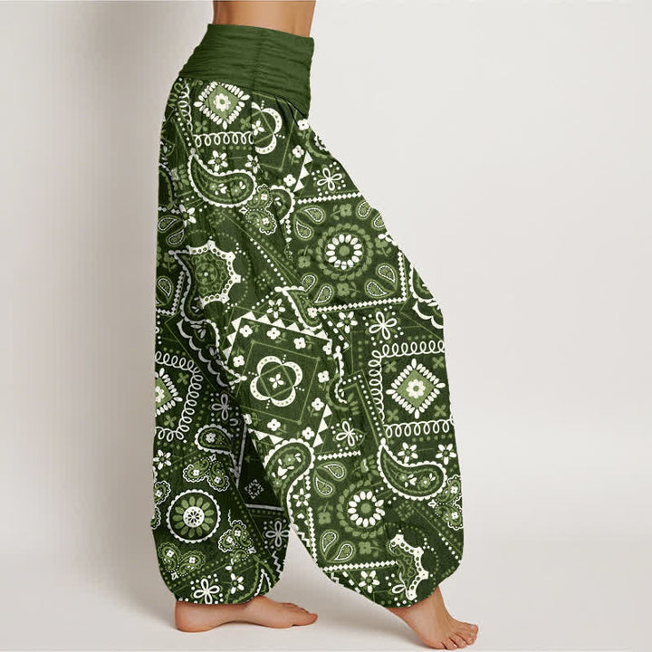 Buddha Stones Dames harembroek met elastische Taille en paisley patchworkpatroon van katoen - image 6