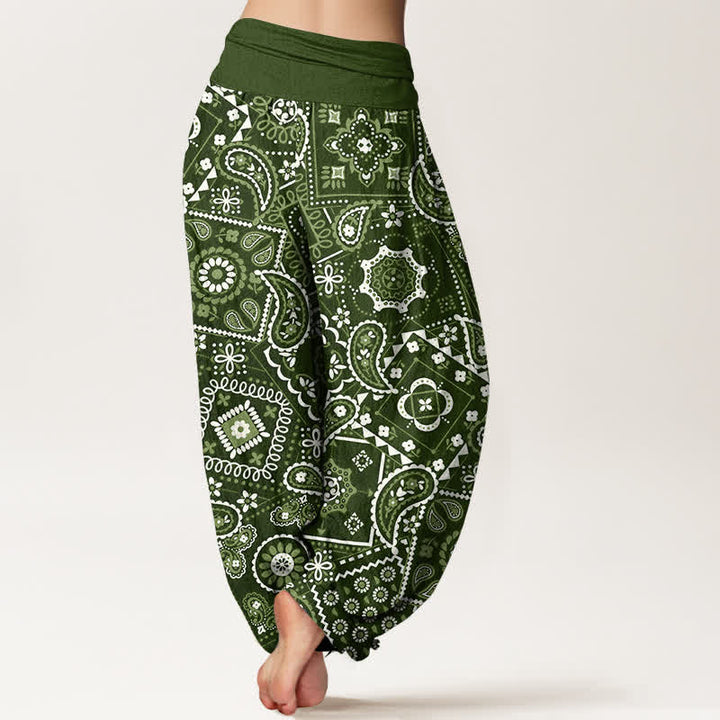Buddha Stones Dames harembroek met elastische Taille en paisley patchworkpatroon van katoen - image 7