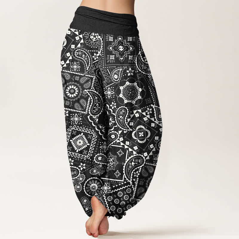 Buddha Stones Dames harembroek met elastische Taille en paisley patchworkpatroon van katoen - image 10