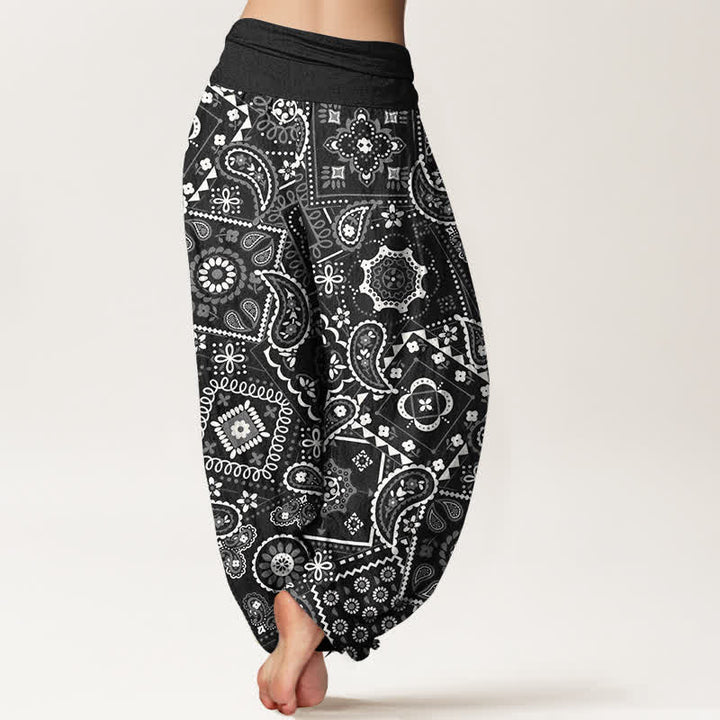 Buddha Stones Dames harembroek met elastische Taille en paisley patchworkpatroon van katoen - image 10