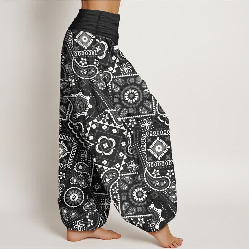 Buddha Stones Dames harembroek met elastische Taille en paisley patchworkpatroon van katoen - image 9
