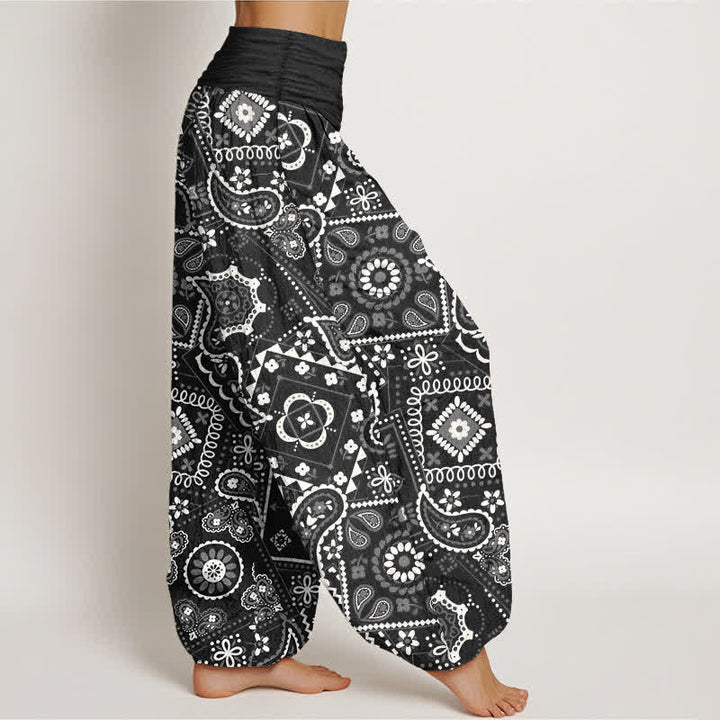 Buddha Stones Dames harembroek met elastische Taille en paisley patchworkpatroon van katoen - image 9