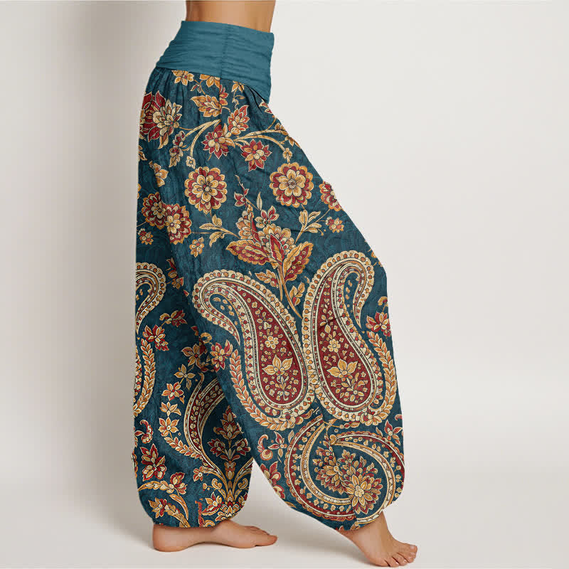 Buddha Stones Dames harembroek met elastische Taille en paisley-bloemenprint - image 1
