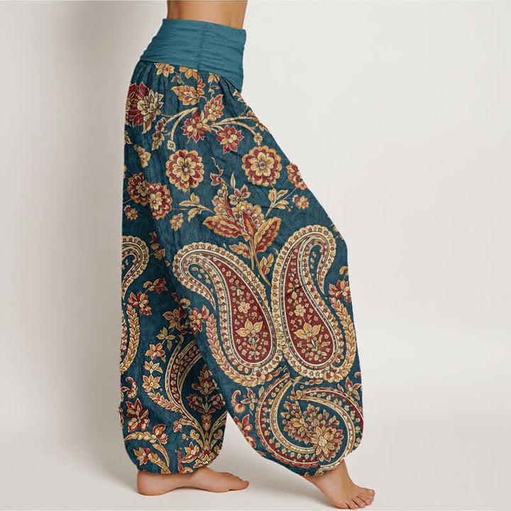 Buddha Stones Dames harembroek met elastische Taille en paisley-bloemenprint - image 1