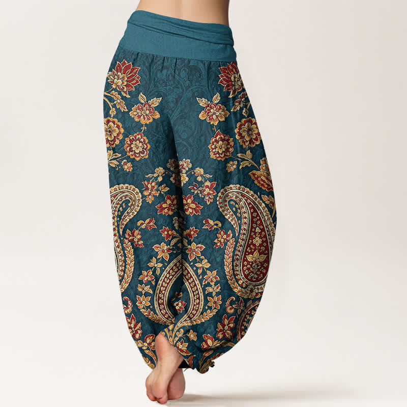 Buddha Stones Dames harembroek met elastische Taille en paisley-bloemenprint - image 2