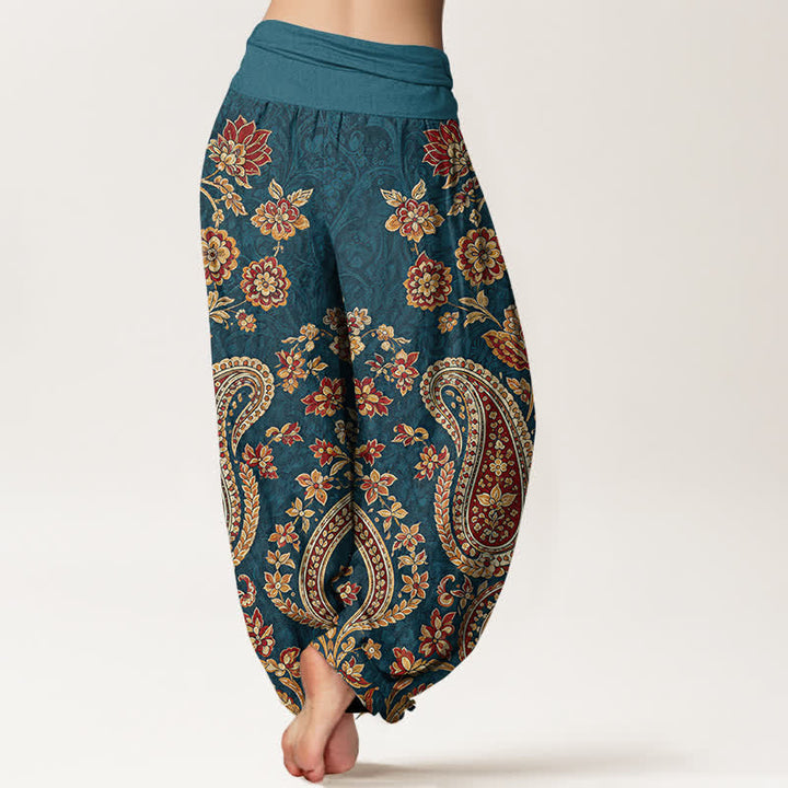 Buddha Stones Dames harembroek met elastische Taille en paisley-bloemenprint - image 2