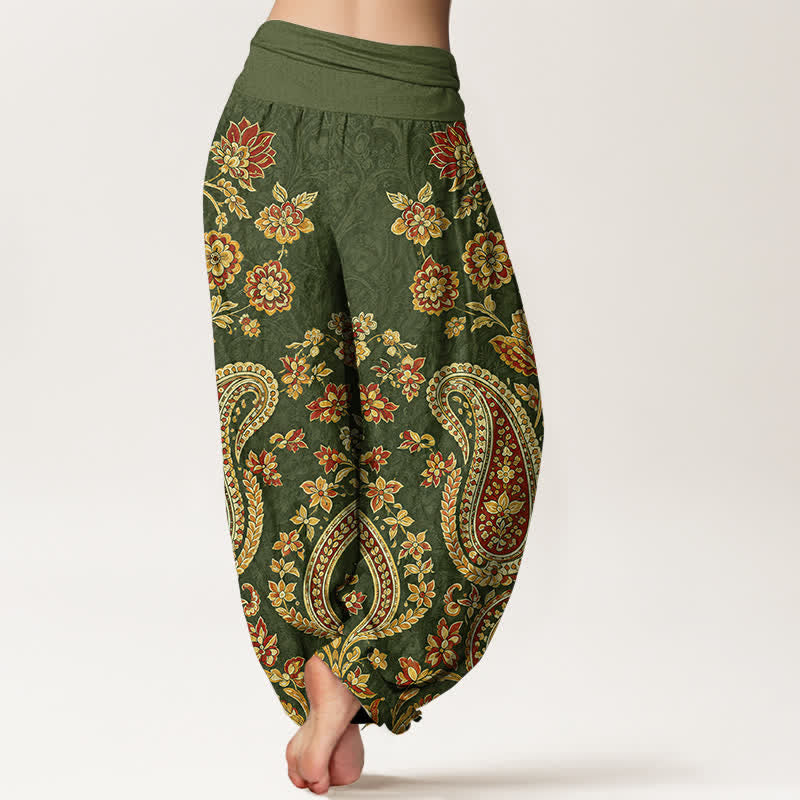 Buddha Stones Dames harembroek met elastische Taille en paisley-bloemenprint - image 7