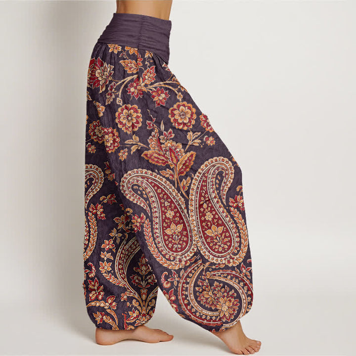 Buddha Stones Dames harembroek met elastische Taille en paisley-bloemenprint - image 9