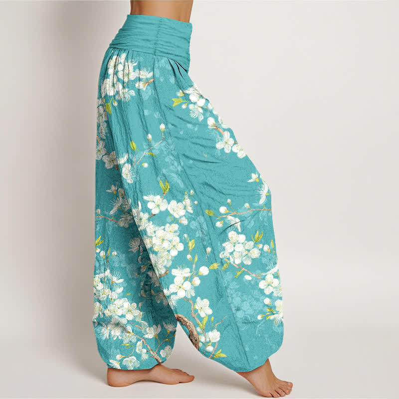 Buddha Stones Dames harembroek met elastische Taille en botanisch bloemenpatroon - image 1