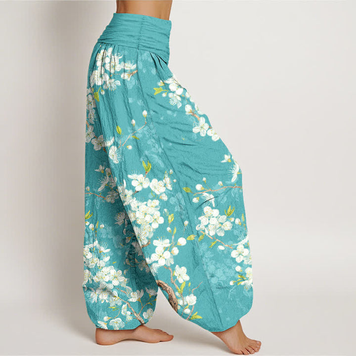 Buddha Stones Dames harembroek met elastische Taille en botanisch bloemenpatroon - image 1