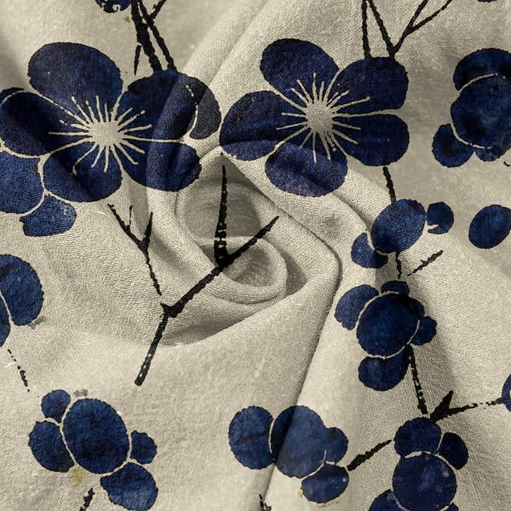 Buddha Stones Damesbroek van 100% Cotton met indigo bloesemprint, elastische Taille en Zakken. - image 2