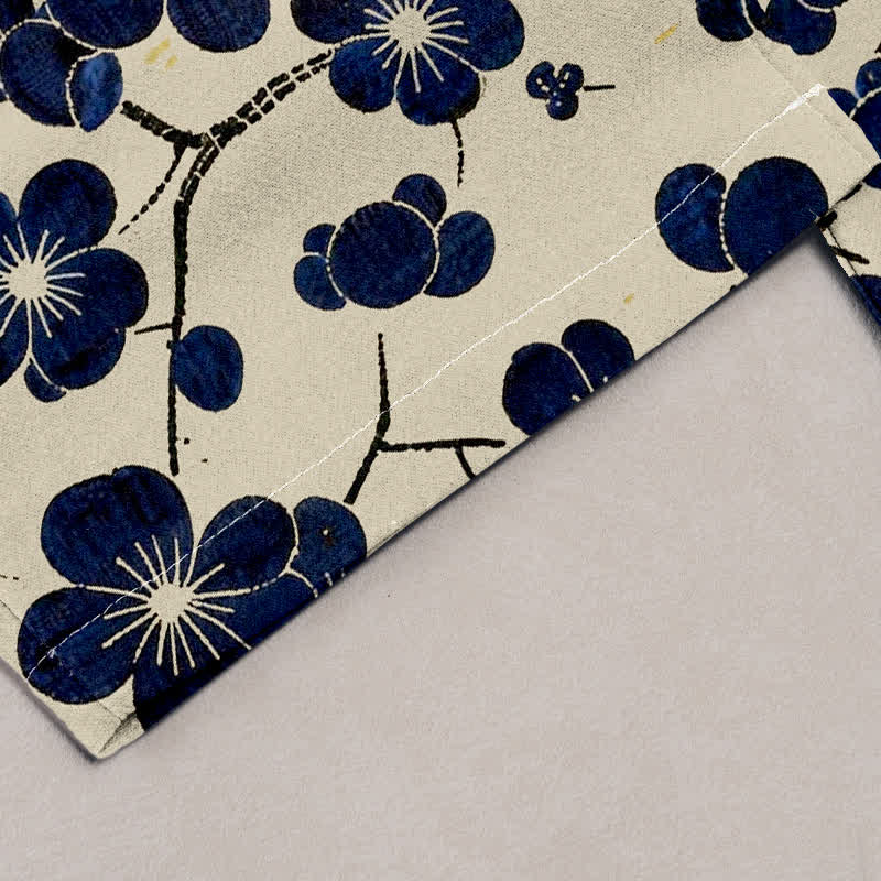 Buddha Stones Damesbroek van 100% Cotton met indigo bloesemprint, elastische Taille en Zakken. - image 1