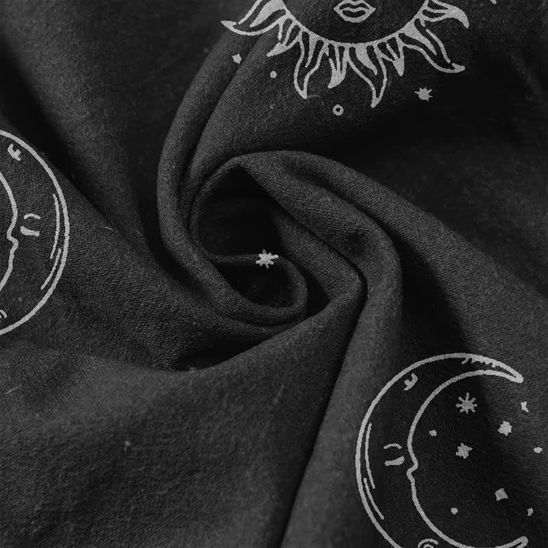 Buddha Stones Damesbroek van 100% Cotton met mystiek maan- en zonpatroon, elastische Taille en Zakken. - image 3