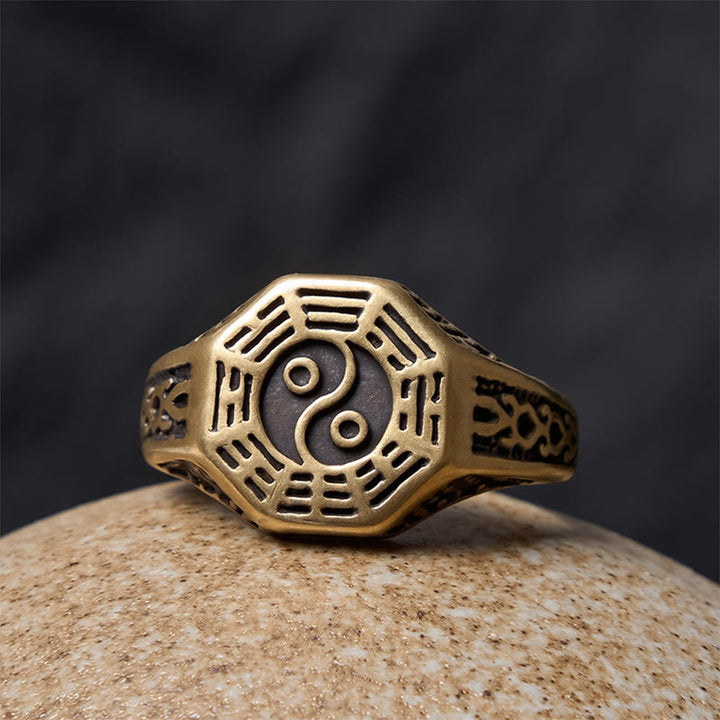 Buddha Stones Koperen Yin Yang Bagua balans open Ring - image 5