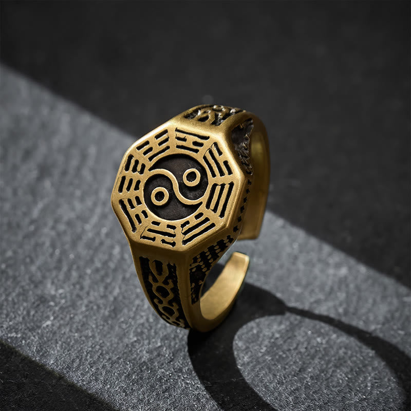 Buddha Stones Koperen Yin Yang Bagua balans open Ring - Bagua (Balans ♥ Harmonie) - image 0