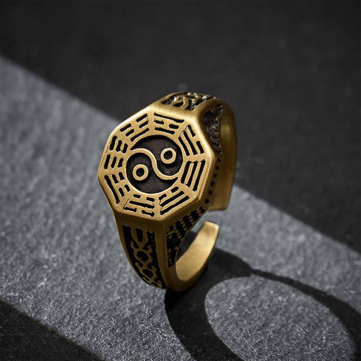 Buddha Stones Koperen Yin Yang Bagua balans open Ring - Bagua (Balans ♥ Harmonie) - image 0