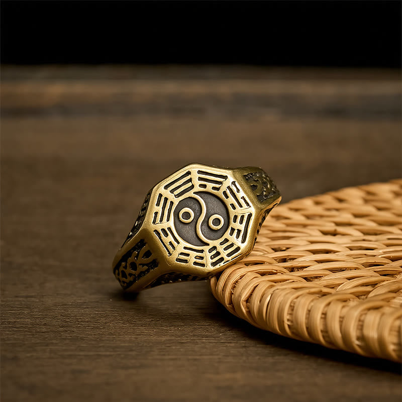 Buddha Stones Koperen Yin Yang Bagua balans open Ring - image 4