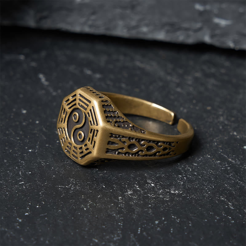 Buddha Stones Koperen Yin Yang Bagua balans open Ring - image 2