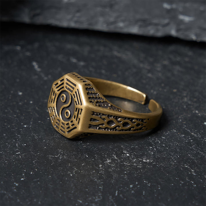 Buddha Stones Koperen Yin Yang Bagua balans open Ring - image 2