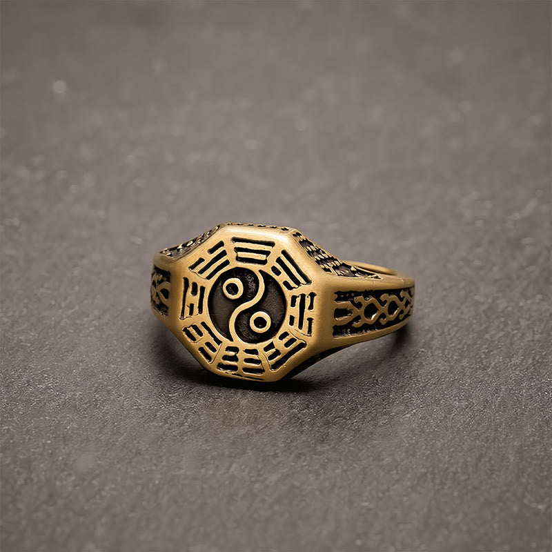 Buddha Stones Koperen Yin Yang Bagua balans open Ring - image 3