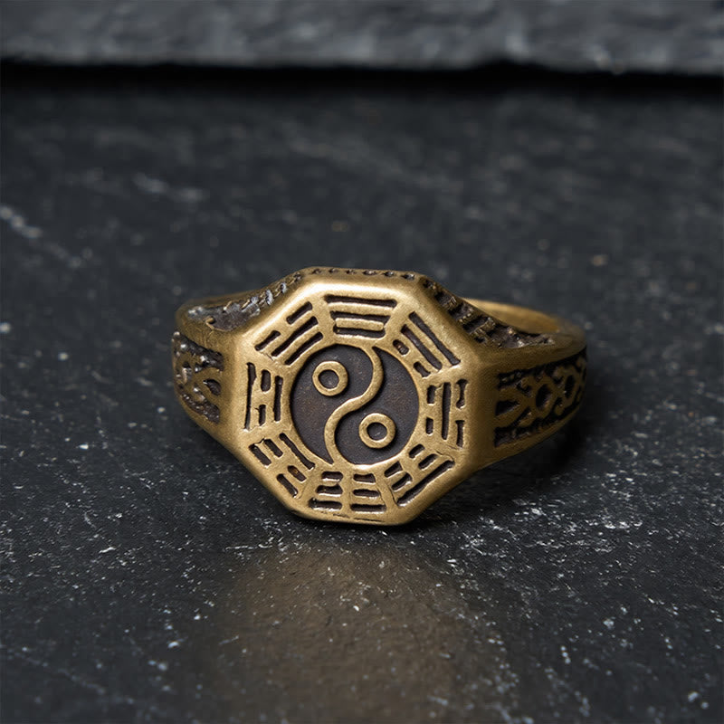 Buddha Stones Koperen Yin Yang Bagua balans open Ring - image 1