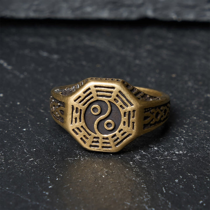 Buddha Stones Koperen Yin Yang Bagua balans open Ring - image 1