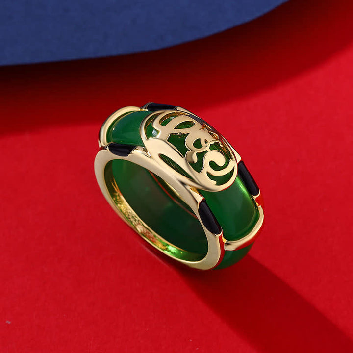 Buddha Stones Vintage groene jade Ring met Fu-karakterpatroon - Groene jade Ring - US11 (20,6 mm) - image 0