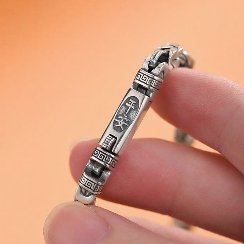 Buddha Stones Koperen Armband met drakenbotten vredespatroon. - image 8