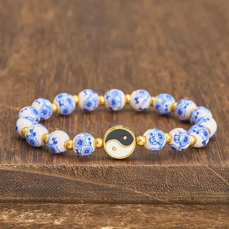 Buddha Stones Elegante blauw-witte porseleinen Yin Yang Armband - Yin Yang (Balans ♥ Harmonie) - image 0