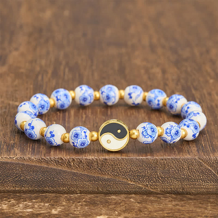 Buddha Stones Elegante blauw-witte porseleinen Yin Yang Armband - Yin Yang (Balans ♥ Harmonie) - image 0