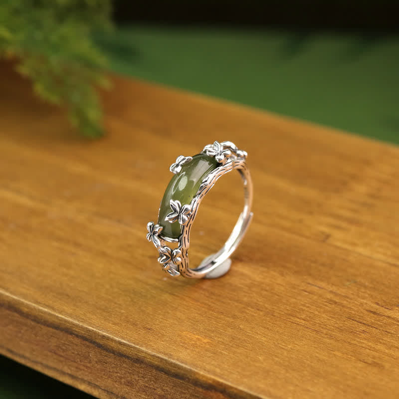 Buddha Stones Chinese jade vlinder beschermings- en Ring - image 1