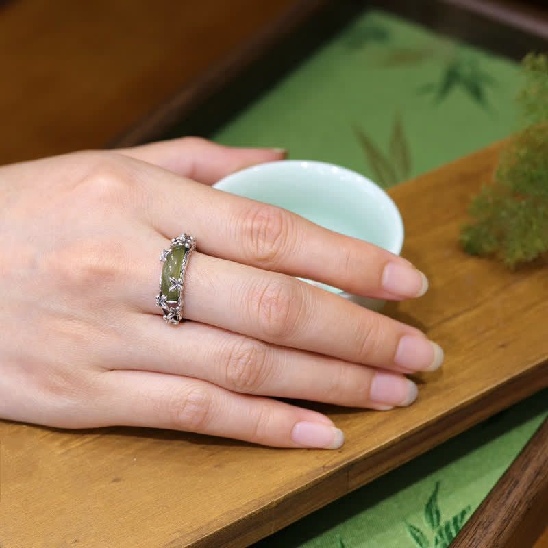 Buddha Stones Chinese jade vlinder beschermings- en Ring - image 4