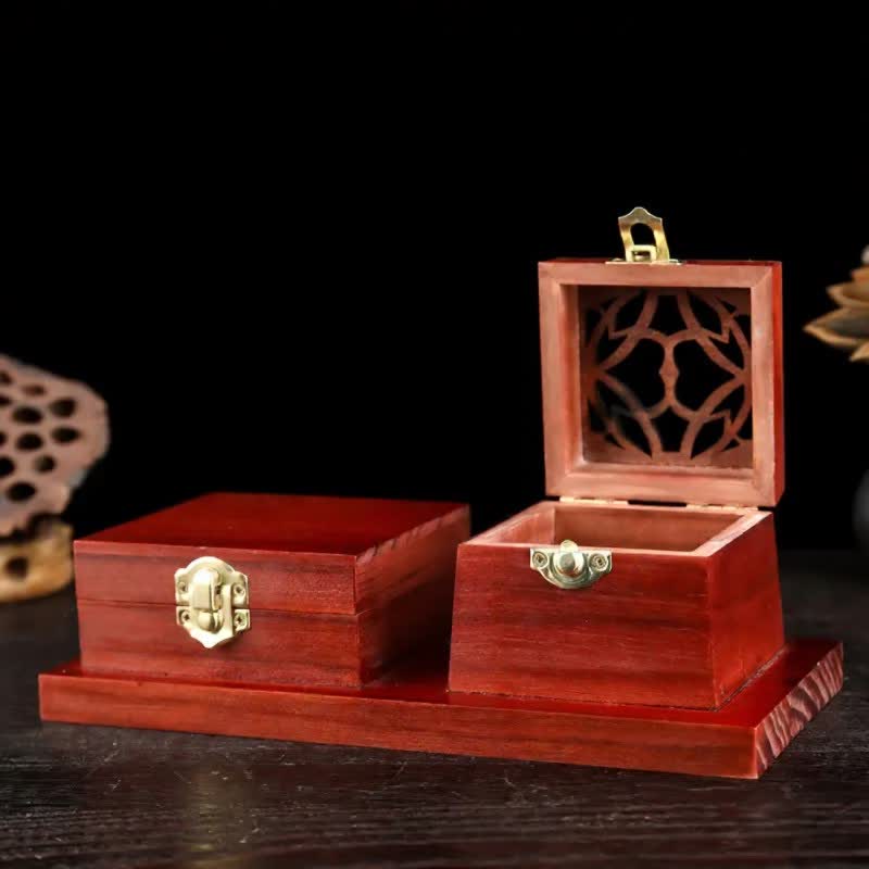 Buddha Stones , vierkante houten rituele doos voor het reinigen en gebruiken van Wierook . - Vierkant - image 16