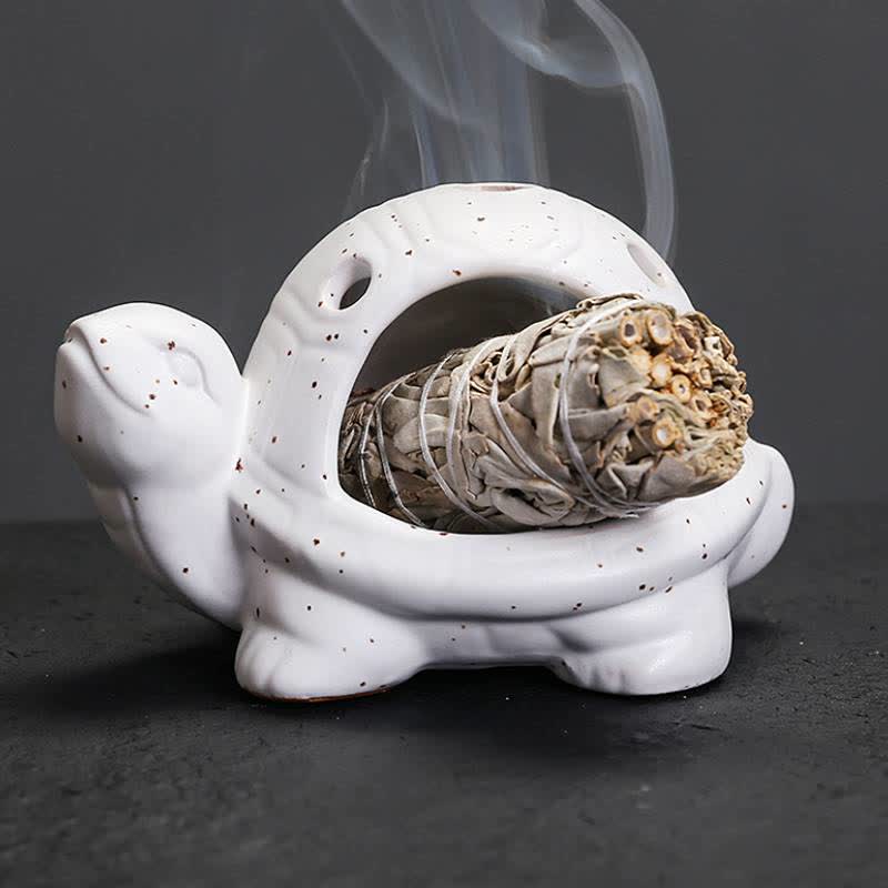Buddha Stones Keramische schildpad Wierook - Wit - image 4