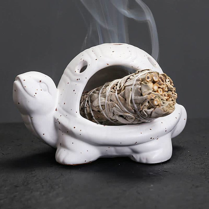 Buddha Stones Keramische schildpad Wierook - Wit - image 4