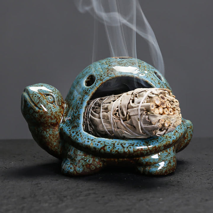 Buddha Stones Keramische schildpad Wierook - Blauw - image 0