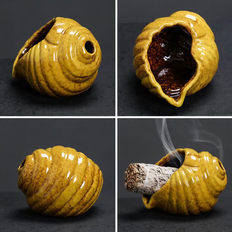 Buddha Stones Keramische Shankha Wierookbranders van schelpen - image 15