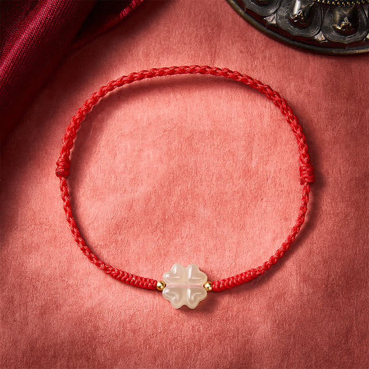 Buddha Stones Natuurlijke Hetian jade Armband met klavertje vier - image 2
