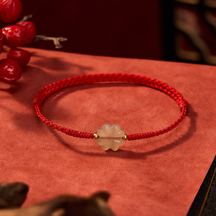 Buddha Stones Natuurlijke Hetian jade Armband met klavertje vier - image 1