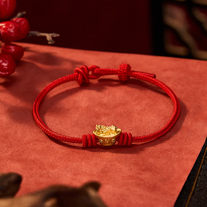 Buddha Stones Legering Pi Xiu Rode Koord Armband voor Rijkdom - image 3